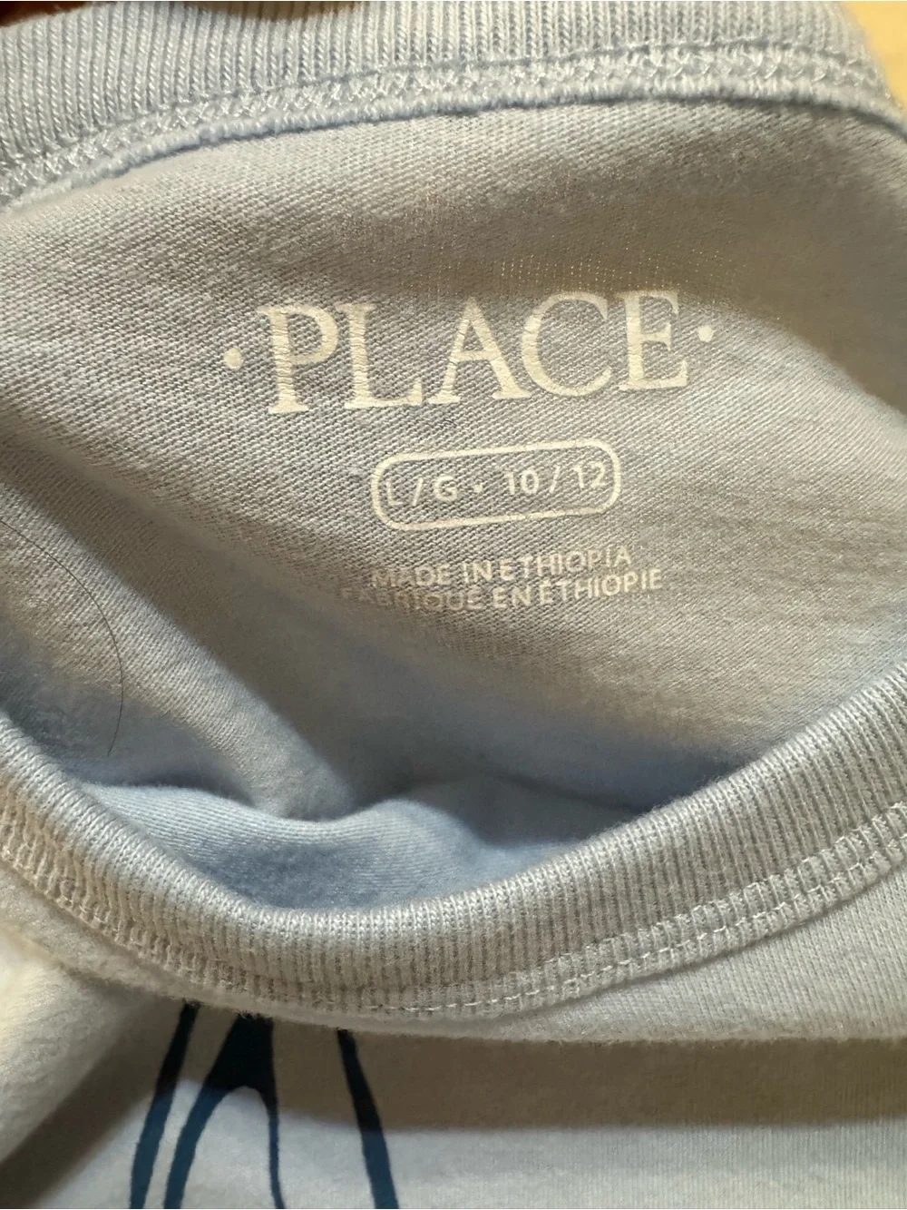 The Children's Place Light Blue Tee with Navy Bunny Sketch